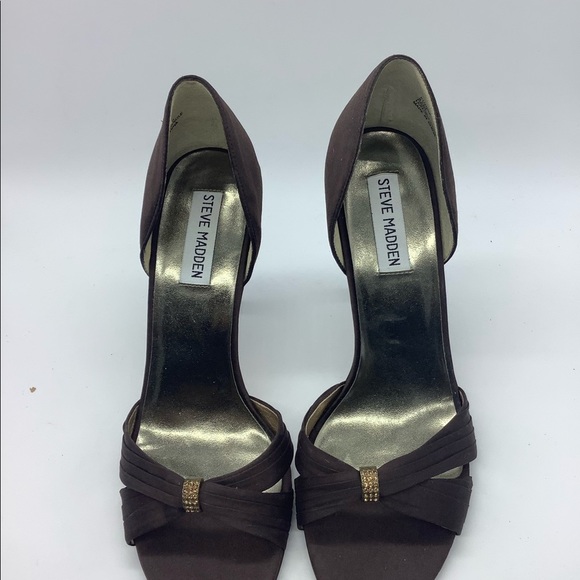 Steve Madden Women Size 8.5 Eunise Purple Leather Open Toe 4" Heels - Picture 3 of 7